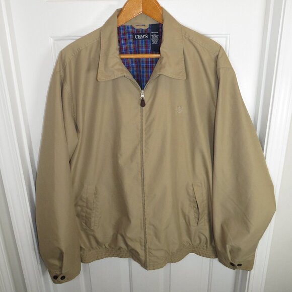 Chaps Men's Harrington Jacket Plaid Lined Bomber Style Full Zip Big & Tall 2XLT - Picture 1 of 4